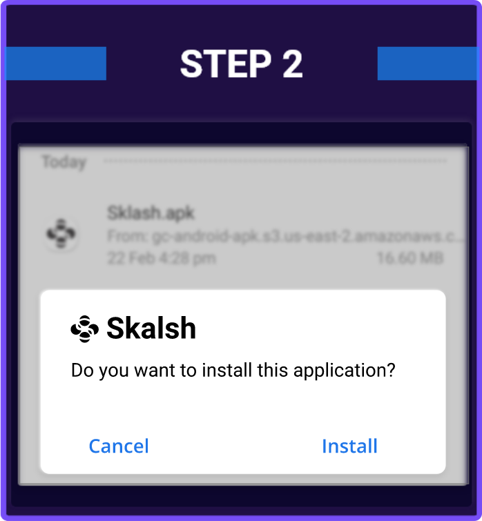 Step 2 of Sklash gaming platform registration